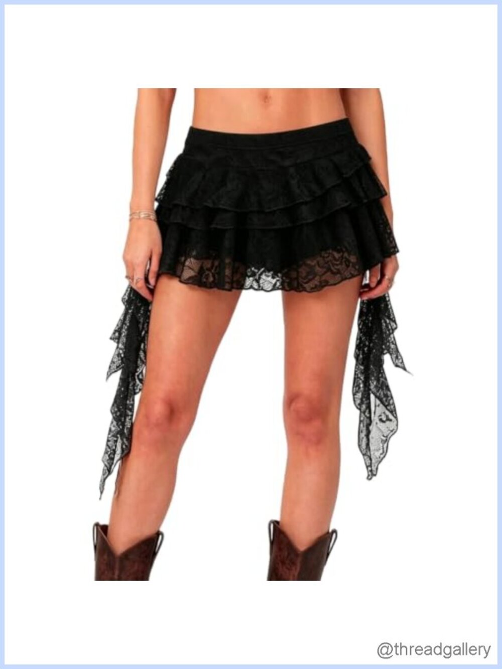 Women's 100% Polyester Mini Skirt Lace Ruffle Asymmetrical Skort